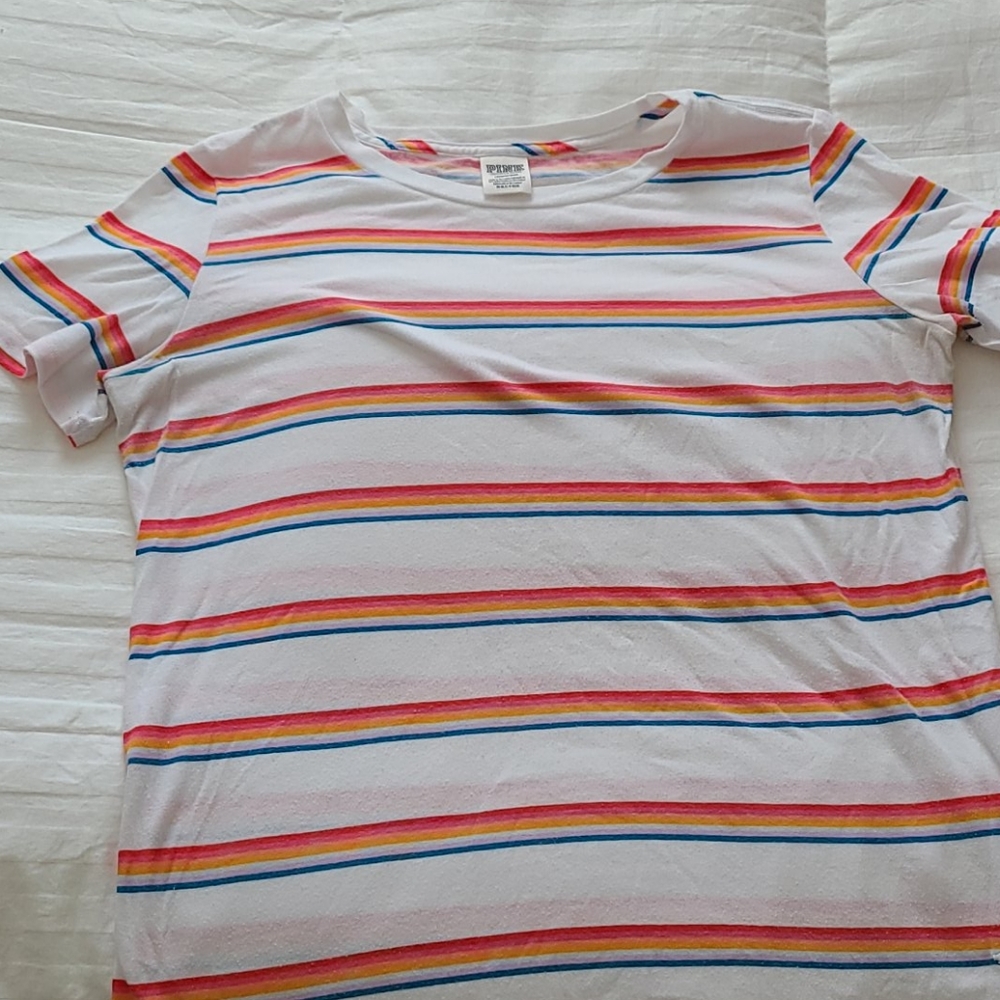 Victoria's Secret Pink Large rainbow stripe shirt